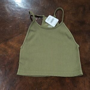 Free People Army Moss Cropped Run Tank Top